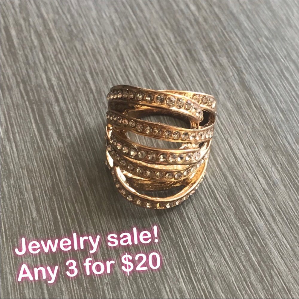 Faux Gold & Rhinestone ring